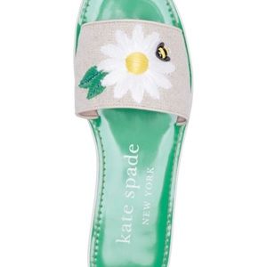 Like new Kate Spade Jute Seraphina Green Daisy Bumble Bee Slide Sandals